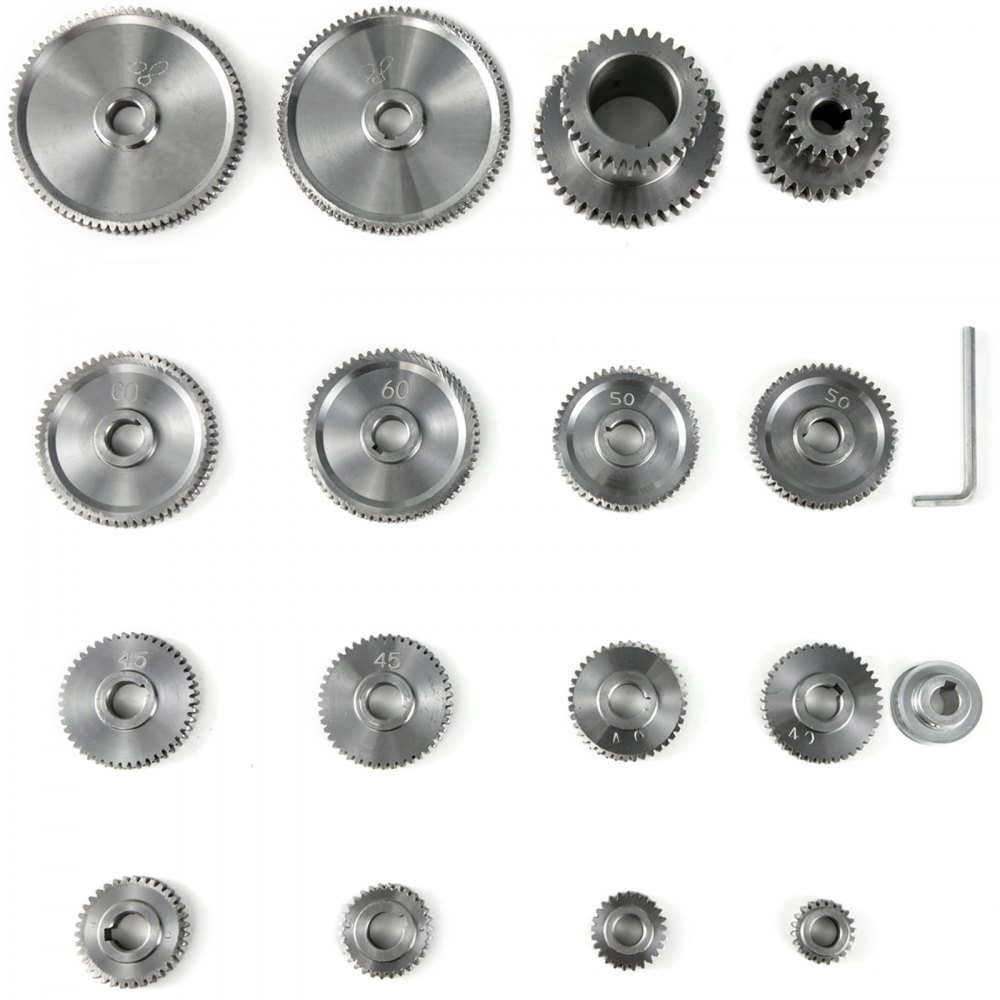 VEVOR 17pcs/Set CJ0618 Lathe Mini Lathe Gears Metal Cutting Machine Gears Lathe Gears Kit Metal Exchange Gear Mini Mill (17pcs)