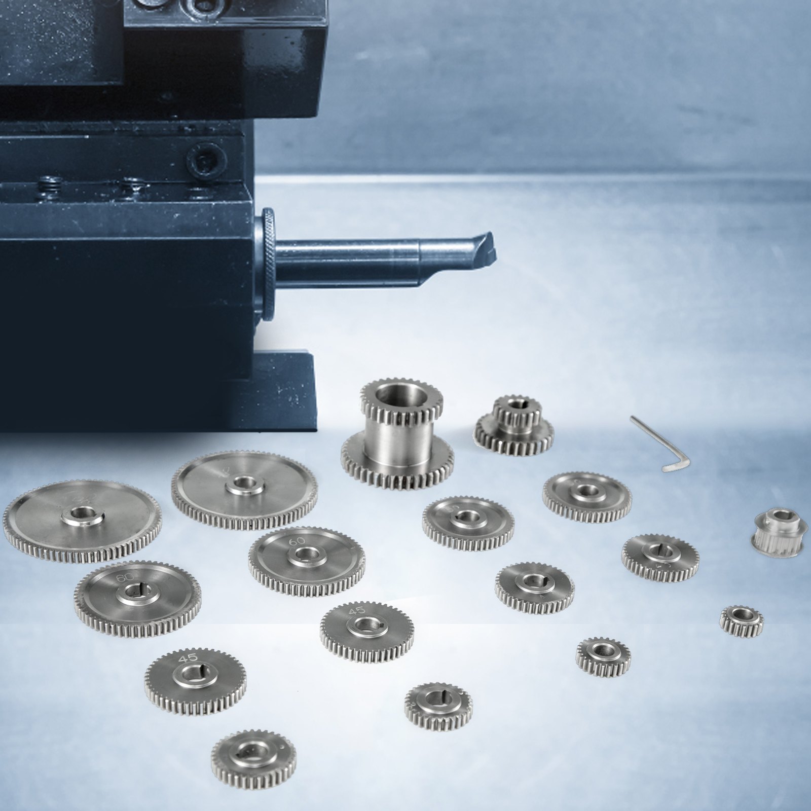 VEVOR 17pcs/Set CJ0618 Lathe Mini Lathe Gears Metal Cutting Machine Gears Lathe Gears Kit Metal Exchange Gear Mini Mill (17pcs)