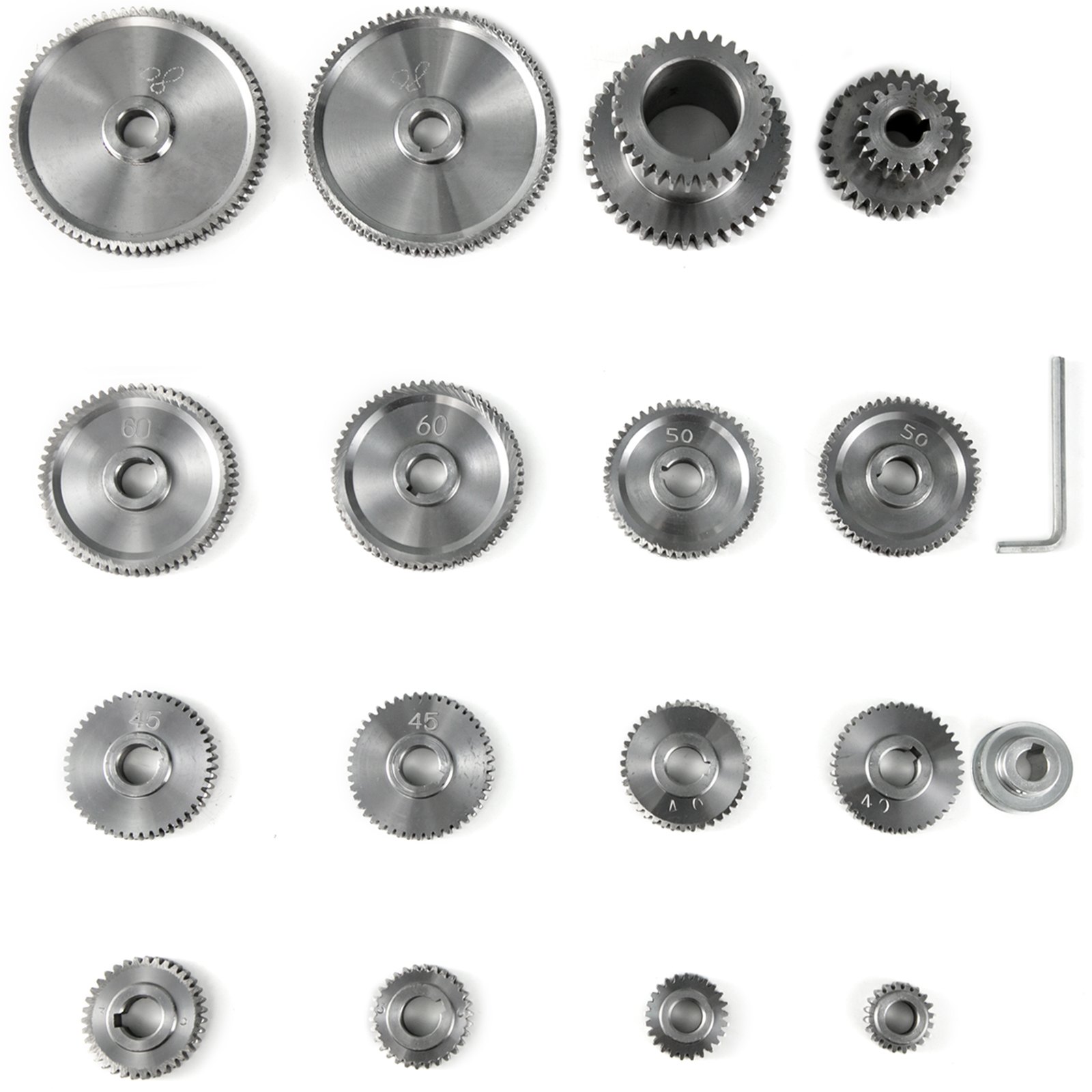VEVOR 17pcs/Set CJ0618 Lathe Mini Lathe Gears Metal Cutting Machine Gears Lathe Gears Kit Metal Exchange Gear Mini Mill (17pcs)