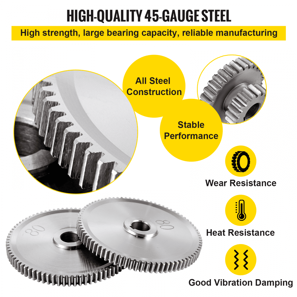 VEVOR Milling Machine Gear 18Pcs GEAR KITS  Mini Lathe Gears  CJ0618 gears Micro Lathe Gears Set Precision Polished Steel Metal for Mini Lathe Lathe Machine and Metal Cutting Machine