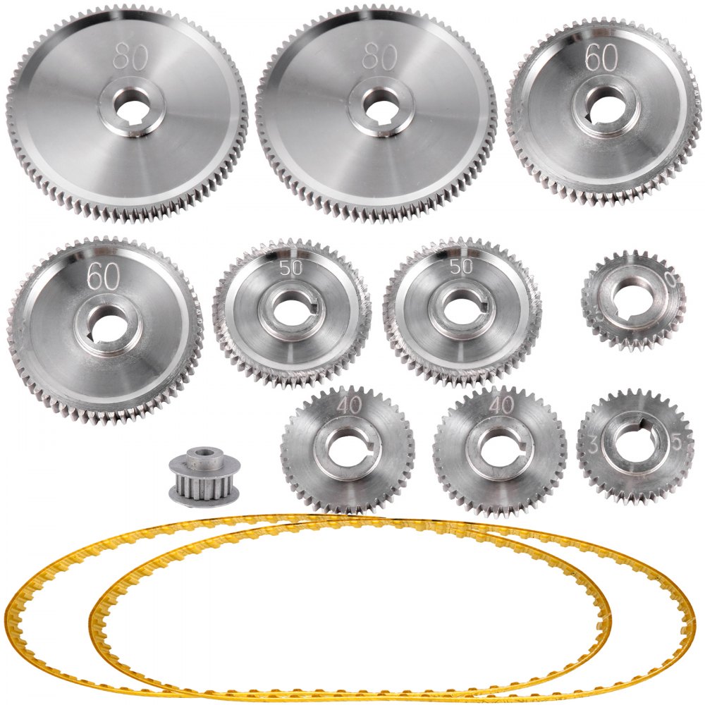 VEVOR 11PCS Metal Lathe Gears, Replacement Gears for Mini Lathes with Lathe Belt