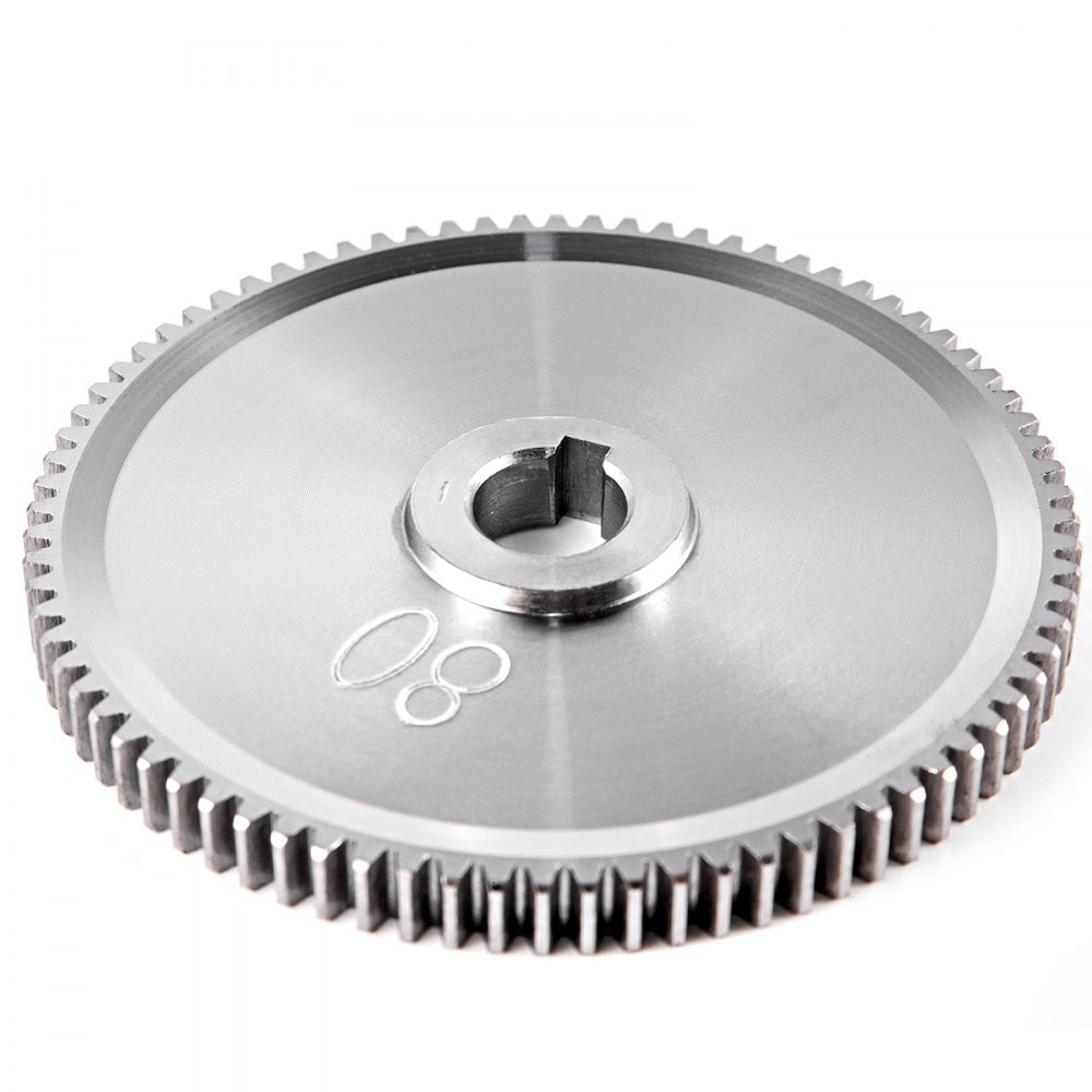 silver VEVOR mini lathe gear with 80 teeth.