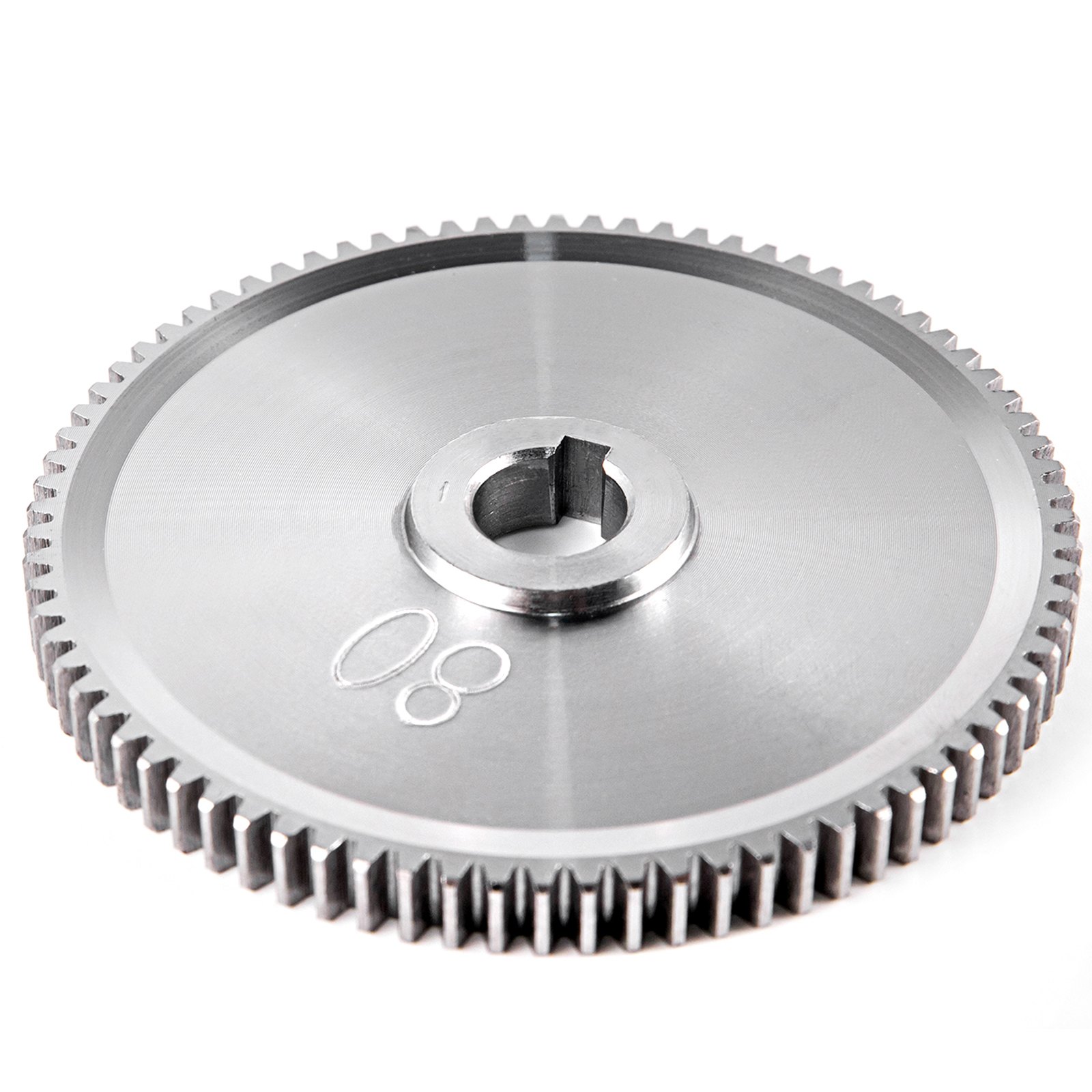 silver VEVOR mini lathe gear with 80 teeth.