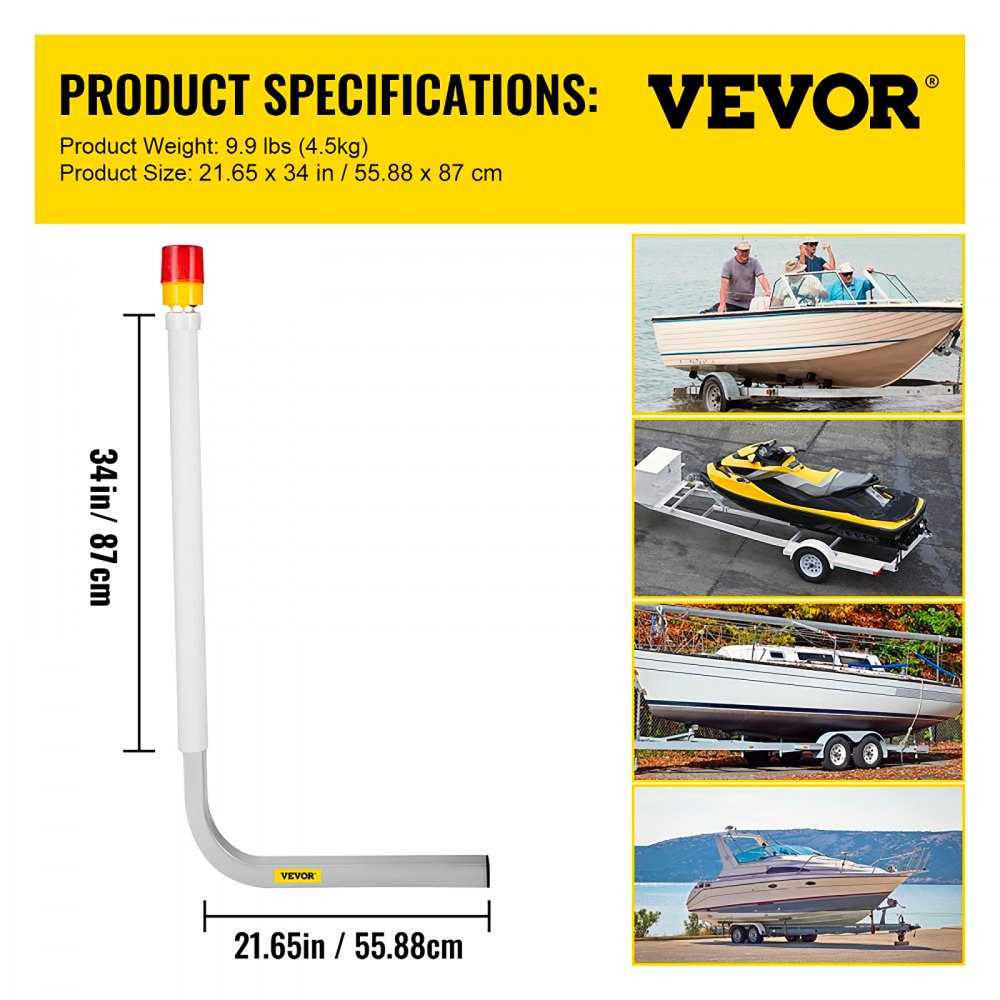 VEVOR Boat Trailer Guide-on, 40", 2PCS Steel Trailer Post Guide on, with LED-Lighted PVC Tube Covers, Mounting Hardware Included, for Ski Boat, Fishing Boat or Sailboat Trailer