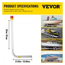 VEVOR Boat Trailer Guide-on, 40", 2PCS Galvanized Steel Trailer Post Guide on, with LED-Lighted PVC Tube Covers, Mounting Hardware Included, for Ski Boat, Fishing Boat or Sailboat Trailer