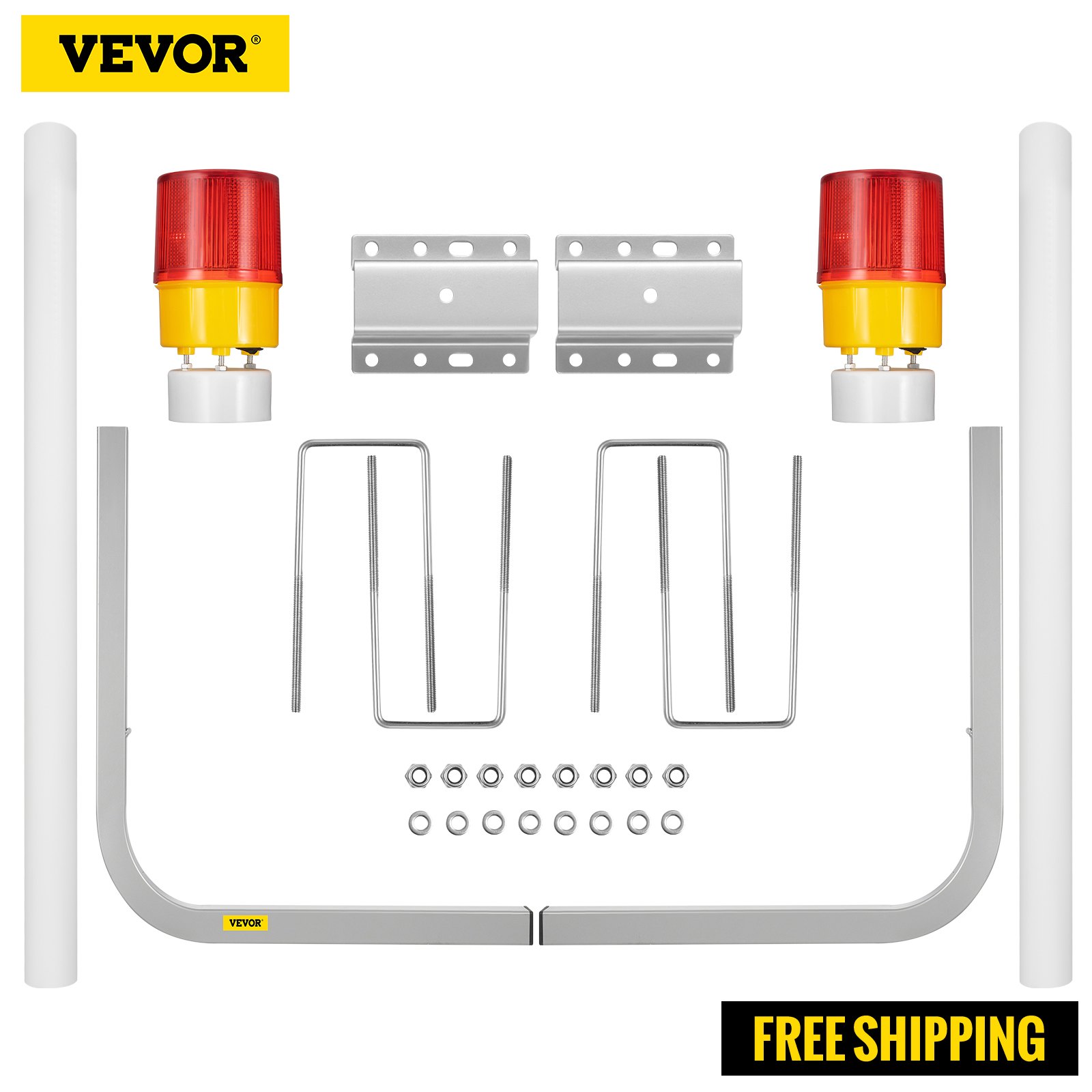 VEVOR Boat Trailer Guide-on, 40", 2PCS Steel Trailer Post Guide on, with LED-Lighted PVC Tube Covers, Mounting Hardware Included, for Ski Boat, Fishing Boat or Sailboat Trailer