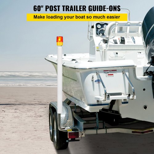VEVOR Boat Trailer Guide-On 60 2pcs Steel Trailer Post Guide On with LED-Lighted PVC Tube Covers Mounting Hardware Included for Ski Boat Fishing