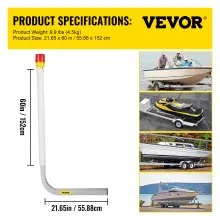 VEVOR Boat Trailer Guide-on, 60\", 2PCS Steel Trailer Post Guide on, with LED-Lighted PVC Tube Covers, Mounting Hardware Included, for Ski Boat, Fishing Boat or Sailboat Trailer