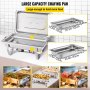 VEVOR 2 Packs Stainless Steel Chafing Dishes Sets 2 Half Size Pans 8 Quart Rectangular Chafer Complete Set Buffet Tray Food Warmer for Buffets Catering Parties