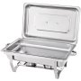 VEVOR Chafing Dish 2 Packs, 9 Quart Stainless Steel Chafer Complete Set, Rectangular Chafers for Catering Buffet Warmer Set with Folding Frame