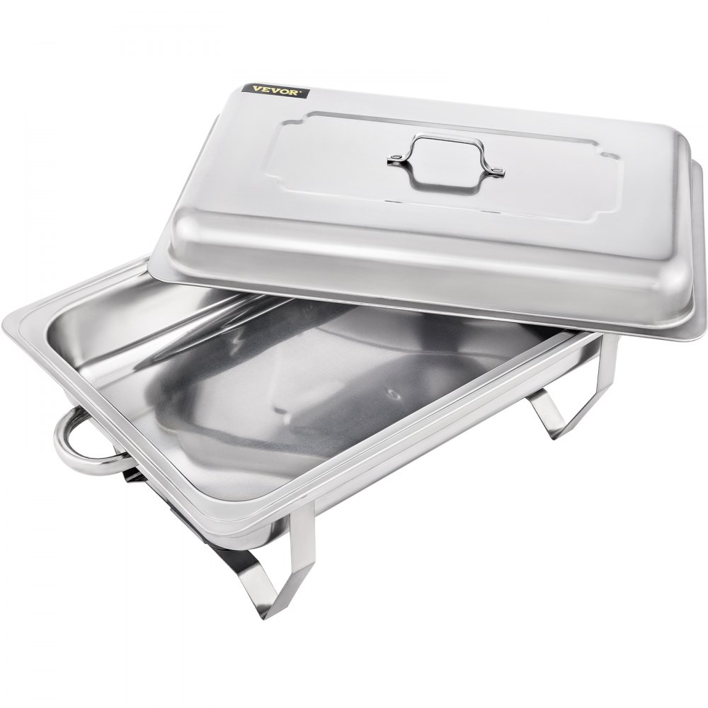3 Packs 9L/ 8 Quart Stainless Steel Chafing Dishes 2 Half Size Pans Rectangular Chafer Complete Set