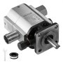 VEVOR hydraulic wood splitter pump in stainless steel casing with mounting features.