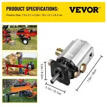 VEVOR Hydraulic Wood Splitter Pump 3000 PSI 2 Stage Log Splitter Pump 13 GPM, Hydraulic Gear Pump 3600 RPM Aluminum Log Splitter Pumps 1/8" Keyed Shaft for Gas Log Splitters/Hydraulic Power Units