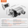 VEVOR Hydraulic Wood Log Splitter Pump Kit, 60.6 L/min, 2 Stage 27.6MPa Aluminum Hydraulic Gear Pump, with Valve 2.54 cm Inlet 1.27 cm NPT Outlet 3600 RPM, for Small Engine Mounting Log Splitters
