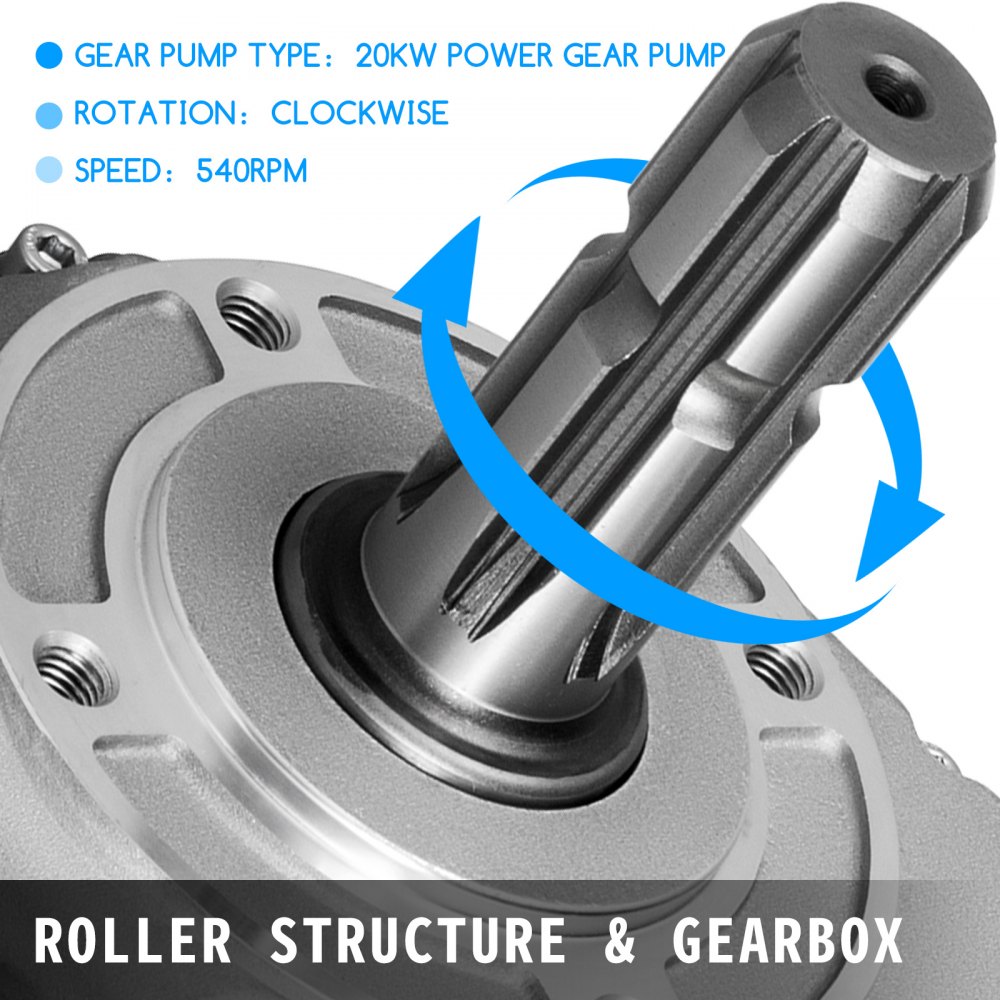 VEVOR PTO Pump 250 Bar Hydraulic PTO Pump 540rpm PTO Pumps with Gearbox Tractor Hydraulic Gear Pumps Tractor Gear Hydraulic Pumps with PTO Long Driver Shaft with Displacement 25ccm 53L for Tractor
