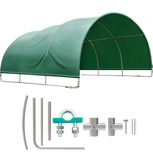 VEVOR Livestock Shelter, 12'x 12'x 5.9' Corral Shelter, Steel Metal Corral Panel Shelter, Waterproof Corral Panels for Horses and Other Livestock, Animal Shelter with PVC Cover and Galvanized Pipe