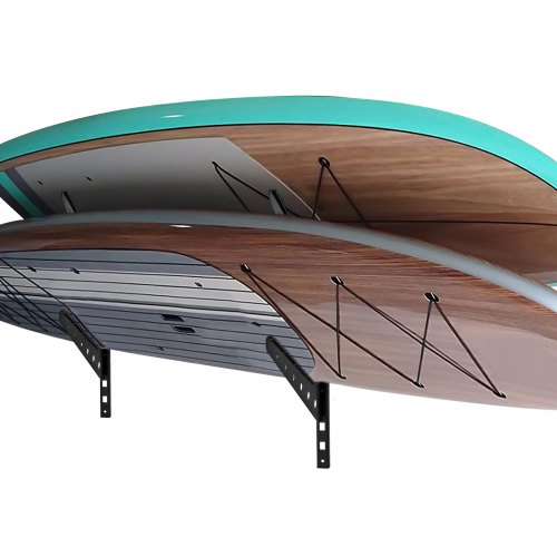 VEVOR Surfboard Rack, 2 Tiers Wakeboard Rack, 50lbs Capacity Surfboard Rack for Wall, Surfboard Wall Mount Holds 2 Boards, Adjustable Surfboard Wall Rack w/ Steel Structure, Horizontal Surfboard Stand