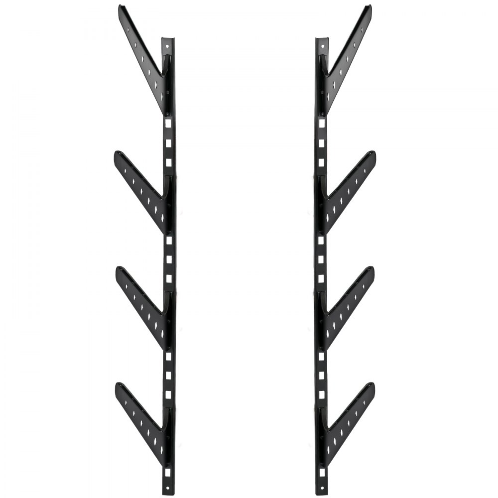 VEVOR Surfboard Rack, 4 Tiers Wakeboard Rack, 50lbs Capacity Surfboard Rack for Wall, Surfboard Wall Mount Holds 4 Boards, Adjustable Surfboard Wall Rack w/ Steel Structure, Horizontal Surfboard Stand