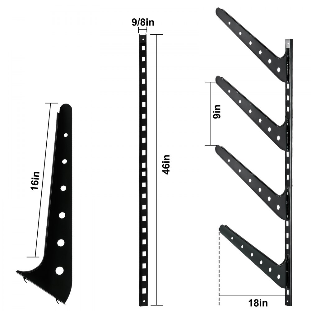 VEVOR Surfboard Rack, 4 Tiers Wakeboard Rack, 50lbs Capacity Surfboard Rack for Wall, Surfboard Wall Mount Holds 4 Boards, Adjustable Surfboard Wall Rack w/ Steel Structure, Horizontal Surfboard Stand