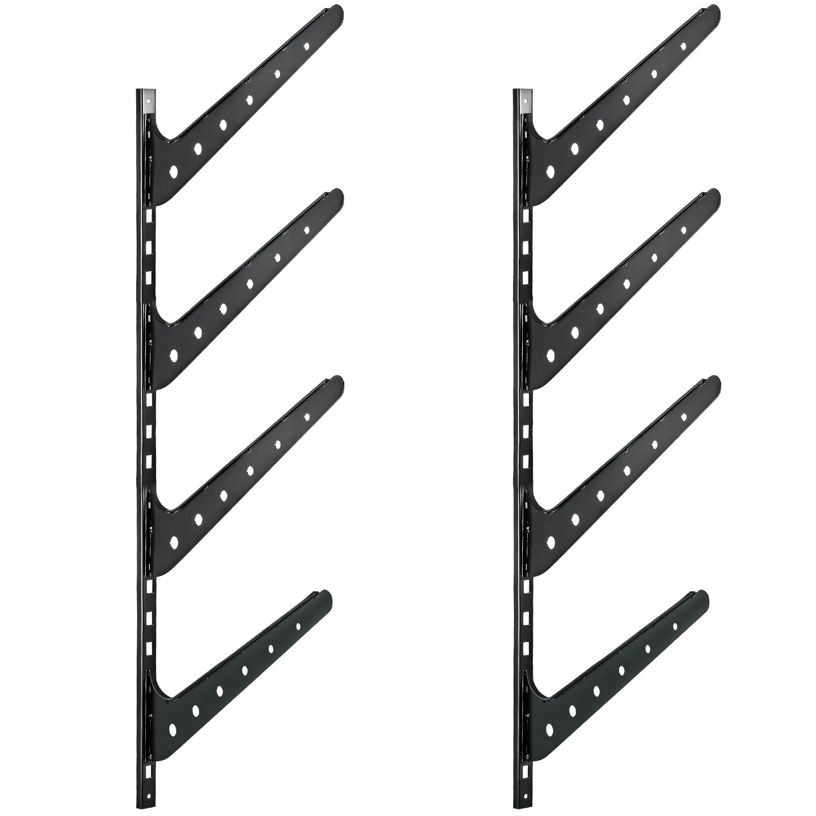 VEVOR Surfboard Rack, 4 Tiers Wakeboard Rack, 50lbs Capacity Surfboard Rack for Wall, Surfboard Wall Mount Holds 4 Boards, Adjustable Surfboard Wall Rack w/ Steel Structure, Horizontal Surfboard Stand