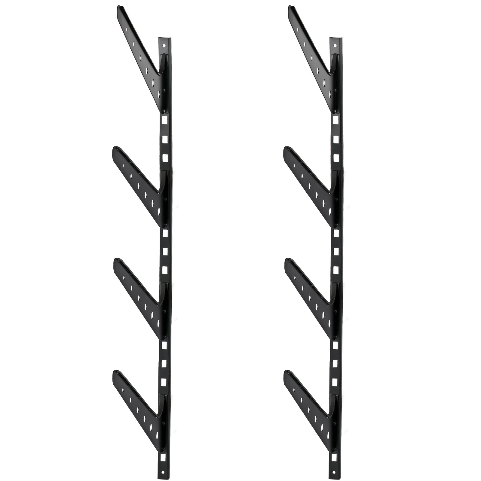 VEVOR Surfboard Rack, 4 Tiers Wakeboard Rack, 50lbs Capacity Surfboard Rack for Wall, Surfboard Wall Mount Holds 4 Boards, Adjustable Surfboard Wall Rack w/ Steel Structure, Horizontal Surfboard Stand