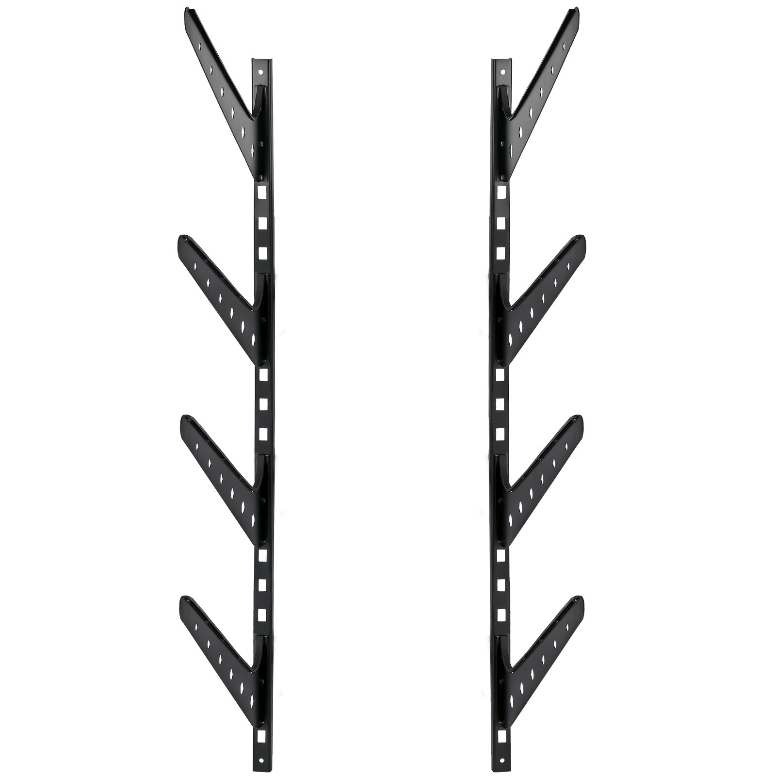 VEVOR Surfboard Rack, 4 Tiers Wakeboard Rack, 50lbs Capacity Surfboard Rack for Wall, Surfboard Wall Mount Holds 4 Boards, Adjustable Surfboard Wall Rack w/ Steel Structure, Horizontal Surfboard Stand