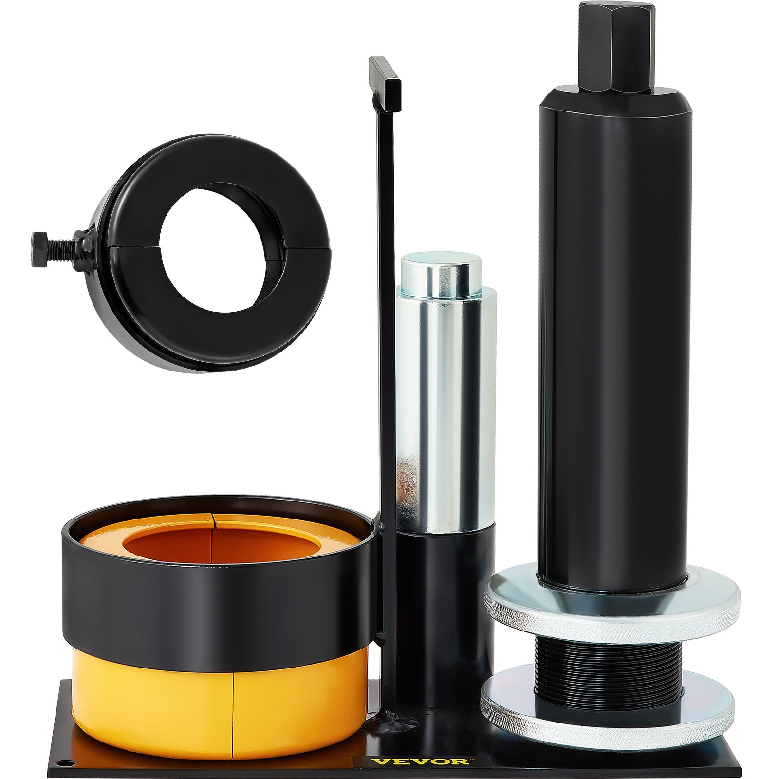 VEVOR pinion bearing puller with black and yellow components on a metal base.