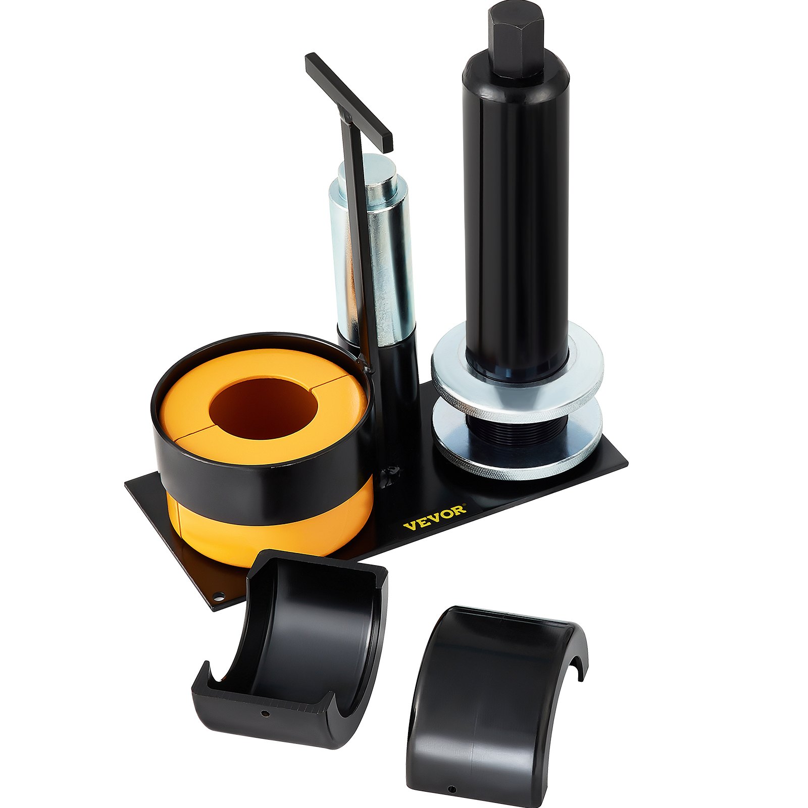VEVOR pinion bearing puller with black, yellow components and attached lever handle.