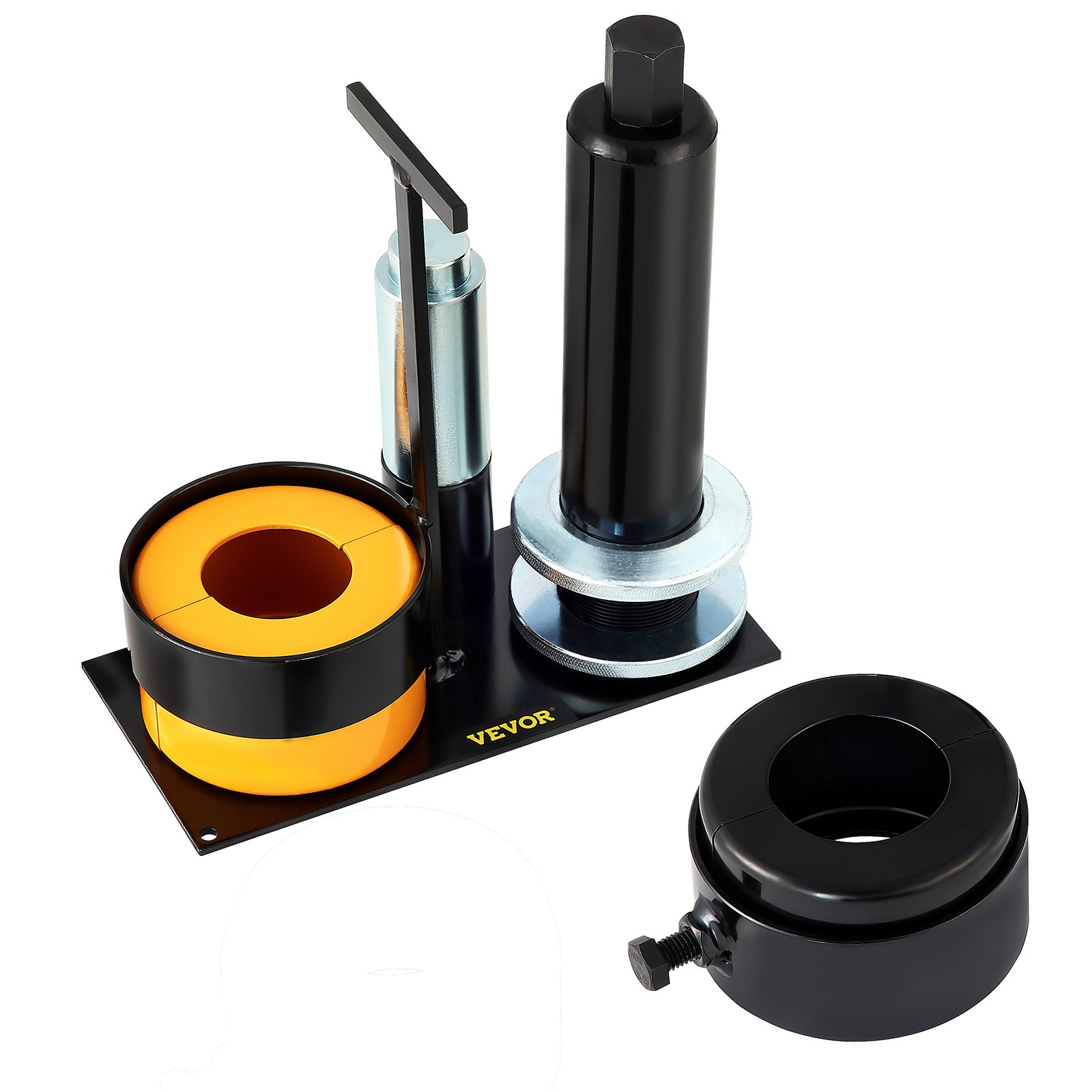 VEVOR pinion bearing puller set with black and orange components on a metal base.