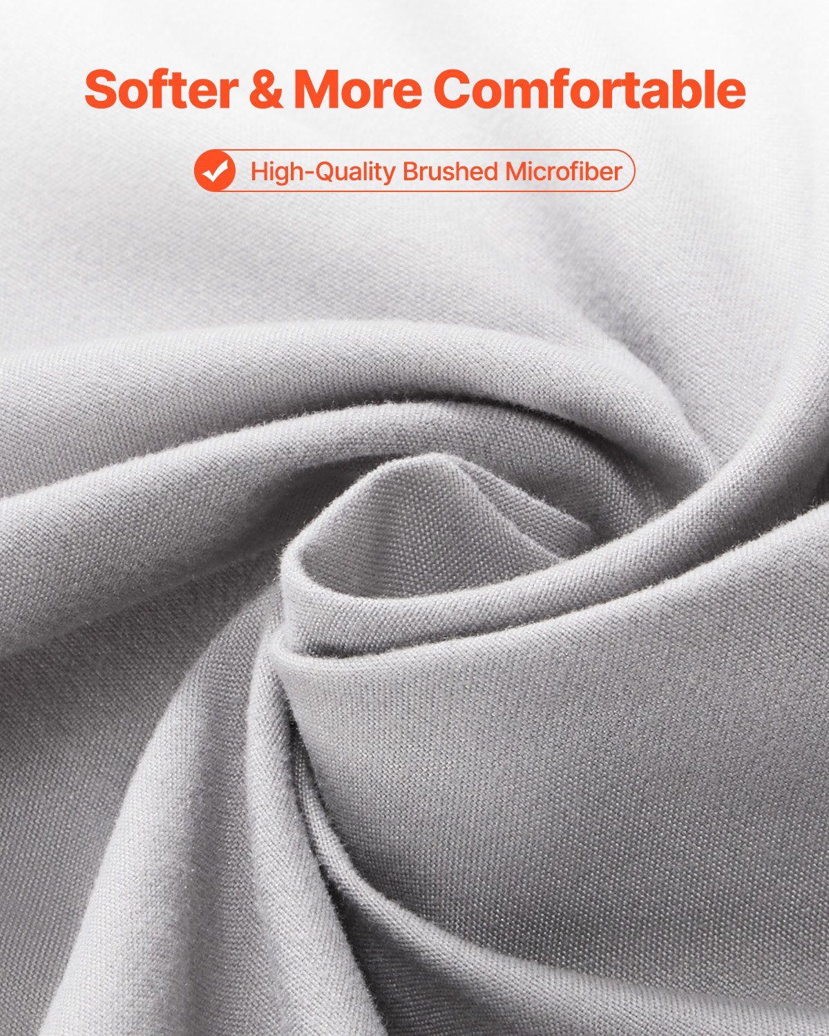 VEVOR Fitted Sheet, 1 Set of 2 Pieces, Twin Size Elastic Fitted Sheet with High-Quality Microfiber, Wear-Resistant & Breathable Twin Fitted Sheet with Single-Sided Brushing, Fit for 15 in Mattress