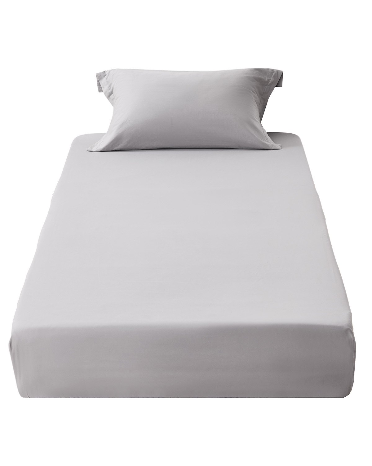 VEVOR Fitted Sheet, 1 Set of 2 Pieces, Twin Size Elastic Fitted Sheet with High-Quality Microfiber, Wear-Resistant & Breathable Twin Fitted Sheet with Single-Sided Brushing, Fit for 15 in Mattress