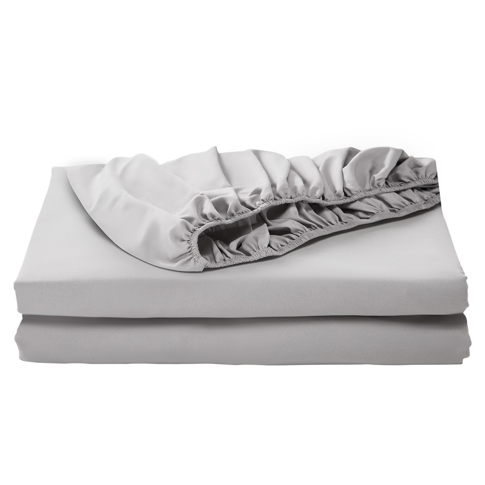 VEVOR Fitted Sheet, 1 Set of 2 Pieces, Twin Size Elastic Fitted Sheet with High-Quality Microfiber, Wear-Resistant & Breathable Twin Fitted Sheet with Single-Sided Brushing, Fit for 15 in Mattress