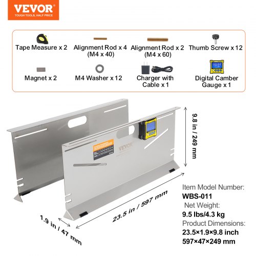 thumbnail image 2 of VEVOR Wheel Alignment Tool, 2 Pack Toe Alignment Toe Plates, Stainless Steel Wheel Alignment Tool Plate Toe Angle Accurate Measurement Includes 2 Measuring Tapes And Conversion Chart 2 of 11