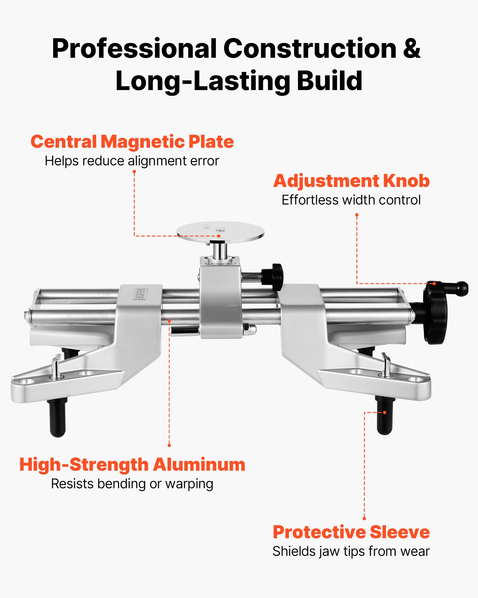 VEVOR Wheel Clamp & Magnetic Adapter, 2 PCS Aluminum Alloy Wheel Alignment Tool for Precise Camber Gauge, Fits 279-635 mm Rims, Universal Magnetic Gauge Tire Repair Tool for Car Truck SUV Motorcycle