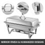 6 Packs 9L/ 8 Quart  Stainless SteelChafing Dishes Full Size Pan Rectangular Chafer Complete Set