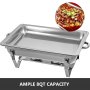 6 Packs 9L/ 8 Quart  Stainless SteelChafing Dishes Full Size Pan Rectangular Chafer Complete Set