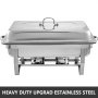 VEVOR 6 Packs Stainless Steel Chafing Dishes 8 Quart Full Size Pan Rectangular Chafer Complete Set