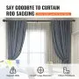 VEVOR Double Rod Curtain Rods, 91.4-182.9 cm Adjustable Length, Black Double Curtain Rods with Round Finials, 2.5 cm and 1.9 cm Diameter, Double Window Drapery Rod for Sheer and Blackout Curtains