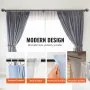 VEVOR Double Rod Curtain Rods, 91.4-182.9 cm Adjustable Length, Black Double Curtain Rods with Round Finials, 2.5 cm and 1.9 cm Diameter, Double Window Drapery Rod for Sheer and Blackout Curtains