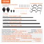 VEVOR Double Rod Curtain Rods, 91.4-182.9 cm Adjustable Length, Black Double Curtain Rods with Round Finials, 2.5 cm and 1.9 cm Diameter, Double Window Drapery Rod for Sheer and Blackout Curtains