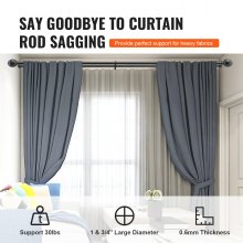 VEVOR Double Rod Curtain Rods, 36-72 inches(3-6ft) Adjustable Length, Black Double Curtain Rods with Round Finials, 1" and 3/4" Diameter, Double Window Drapery Rod for Sheer and Blackout Curtains