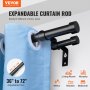 VEVOR 1 Inch Double Curtain Rods 36 to 72 Inches(3-6ft), Drapery Rods for Windows 24 to 68 Inches, Telescoping Dual Curtain Rod with Round Finials, Black