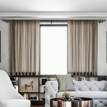 VEVOR Barras de cortina dobles de 1 pulgada de 36 a 72 pulgadas (3-6 pies), barras para cortinas para ventanas de 24 a 68 pulgadas, barra de cortina doble telescópica con remates redondos, color negro