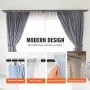 VEVOR Double Rod Curtain Rods, 72-144 inches(6-12ft) Adjustable Length, Black Double Curtain Rods with Cap Finials, 1" and 3/4" Diameter, Double Window Drapery Rod for Sheer and Blackout Curtains