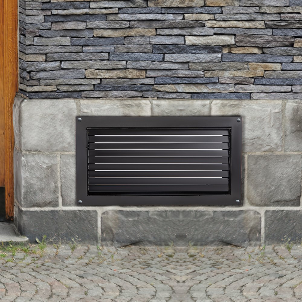 VEVOR Flood Vent, 16\" X 32\" Foundation Flood Vent, to Reduce Foundation Damage and Flood Risk, Black, Wall Mounted Flood Vent, for Crawl Spaces,Garages & Full Height Enclosures (16\" X 32\")