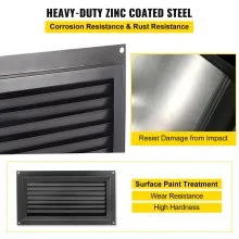 VEVOR Flood Vent, 8" Height x 16" Width Foundation Flood Vent, to Reduce Foundation Damage and Flood Risk, Black, Wall Mounted Flood Vent, for Crawl Spaces,Garages & Full Height Enclosures