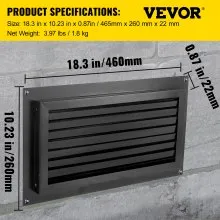 VEVOR Flood Vent, 8" Height x 16" Width Foundation Flood Vent, to Reduce Foundation Damage and Flood Risk, Black, Wall Mounted Flood Vent, for Crawl Spaces,Garages & Full Height Enclosures