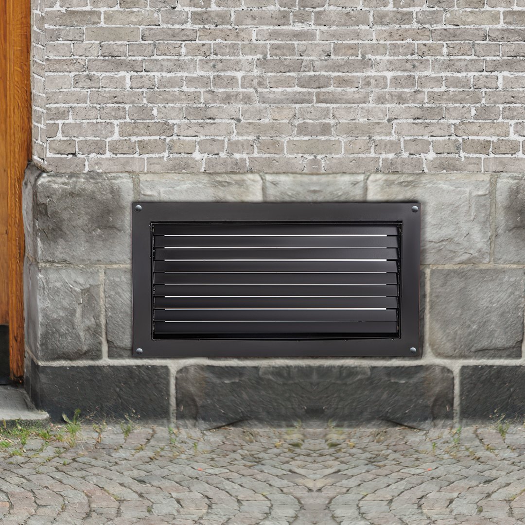 VEVOR Foundation Flood Vent, 8\" Height x 16\" Width Flood Vent, to Reduce Foundation Damage and Flood Risk, Black, Wall Mounted Flood Vent, for Garages & Full Height Enclosures