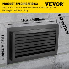 VEVOR Flood Vent, 8" Height x 16" Width Foundation Flood Vent, to Reduce Foundation Damage and Flood Risk, Black, Wall Mounted Flood Vent, for Crawl Spaces,Garages & Full Height Enclosures