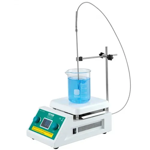 VEVOR Magnetic Stirrer Hot Plate, Max 212 ℉ / 100 ℃, 0-2000 RPM Hot Plate with Magnetic Stirrer, 2000mL Hot Plate Stirrer with LED Screen, Support Stand and Stir Bars Included, 500W Heating Power